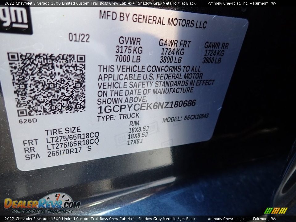 2022 Chevrolet Silverado 1500 Limited Custom Trail Boss Crew Cab 4x4 Shadow Gray Metallic / Jet Black Photo #15
