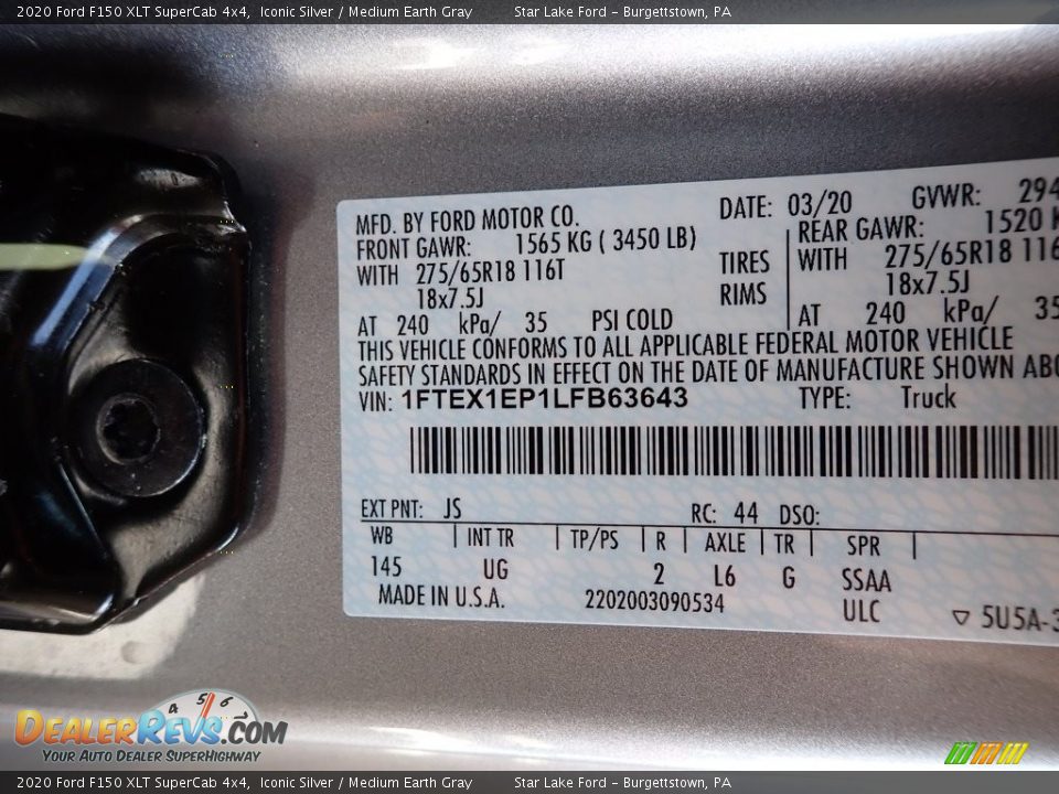 2020 Ford F150 XLT SuperCab 4x4 Iconic Silver / Medium Earth Gray Photo #14
