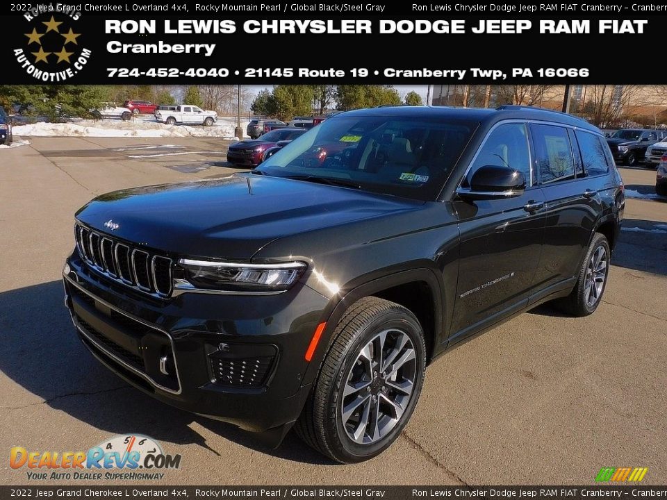 2022 Jeep Grand Cherokee L Overland 4x4 Rocky Mountain Pearl / Global Black/Steel Gray Photo #1