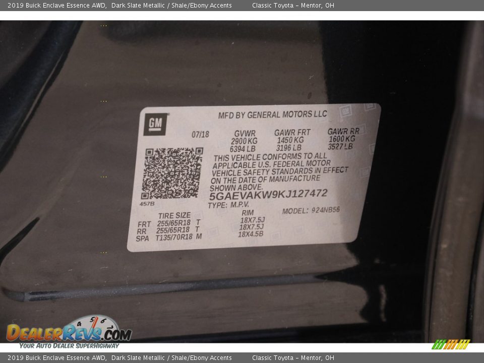 2019 Buick Enclave Essence AWD Dark Slate Metallic / Shale/Ebony Accents Photo #22