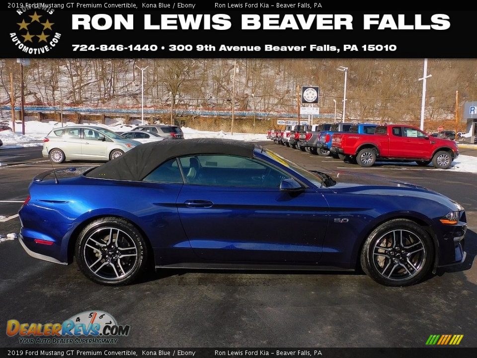 2019 Ford Mustang GT Premium Convertible Kona Blue / Ebony Photo #1