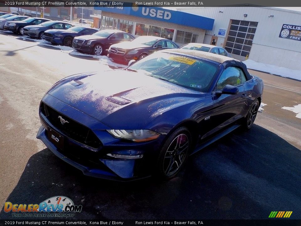 2019 Ford Mustang GT Premium Convertible Kona Blue / Ebony Photo #7