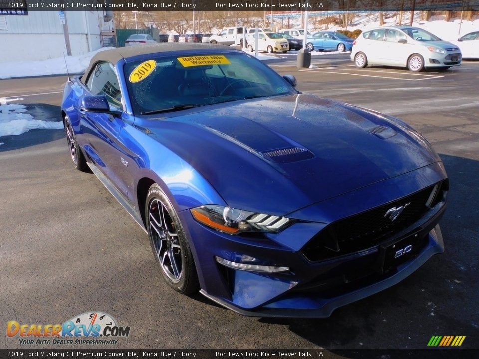 2019 Ford Mustang GT Premium Convertible Kona Blue / Ebony Photo #9