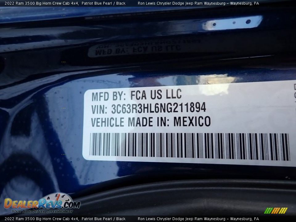 2022 Ram 3500 Big Horn Crew Cab 4x4 Patriot Blue Pearl / Black Photo #15