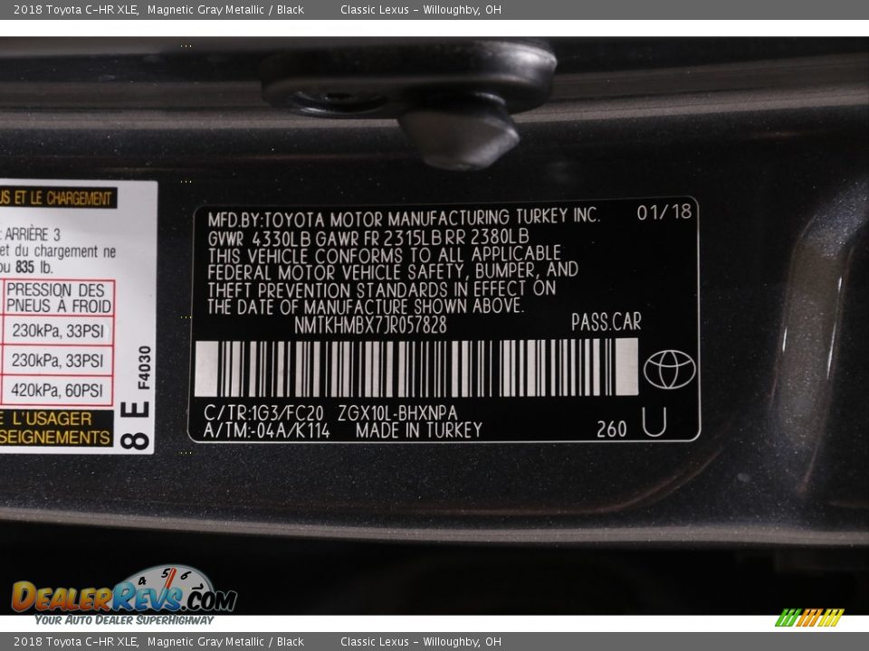 2018 Toyota C-HR XLE Magnetic Gray Metallic / Black Photo #20