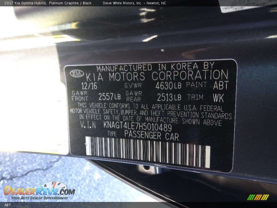 Kia Color Code ABT Platinum Graphite