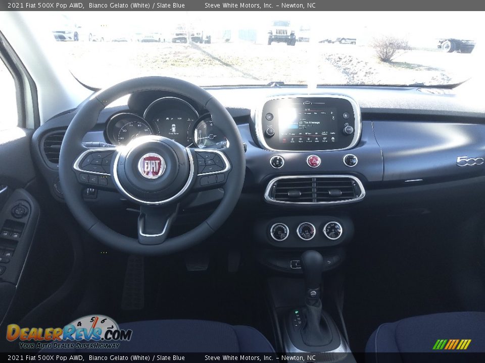 2021 Fiat 500X Pop AWD Bianco Gelato (White) / Slate Blue Photo #17