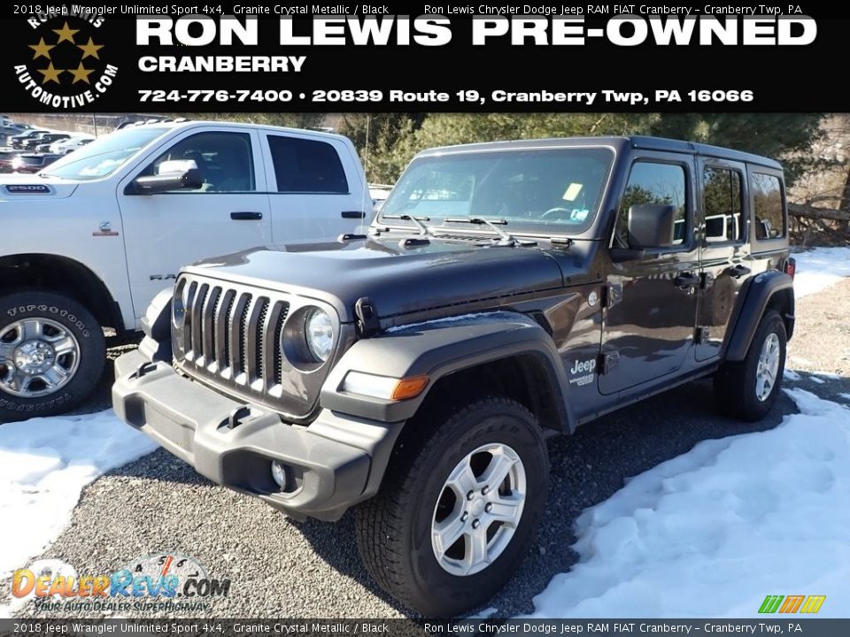 2018 Jeep Wrangler Unlimited Sport 4x4 Granite Crystal Metallic / Black Photo #1