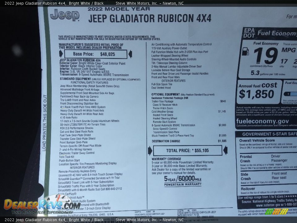 2022 Jeep Gladiator Rubicon 4x4 Bright White / Black Photo #30