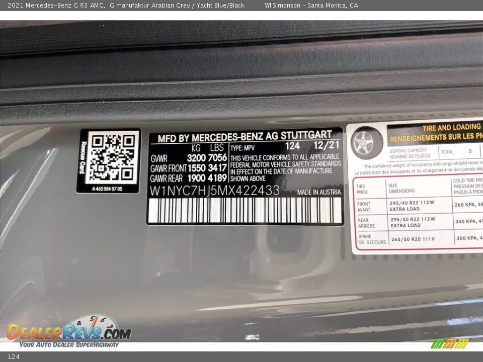 Mercedes-Benz Color Code 124 G manufaktur Arabian Grey