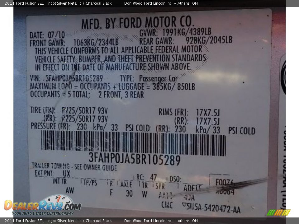 2011 Ford Fusion SEL Ingot Silver Metallic / Charcoal Black Photo #19