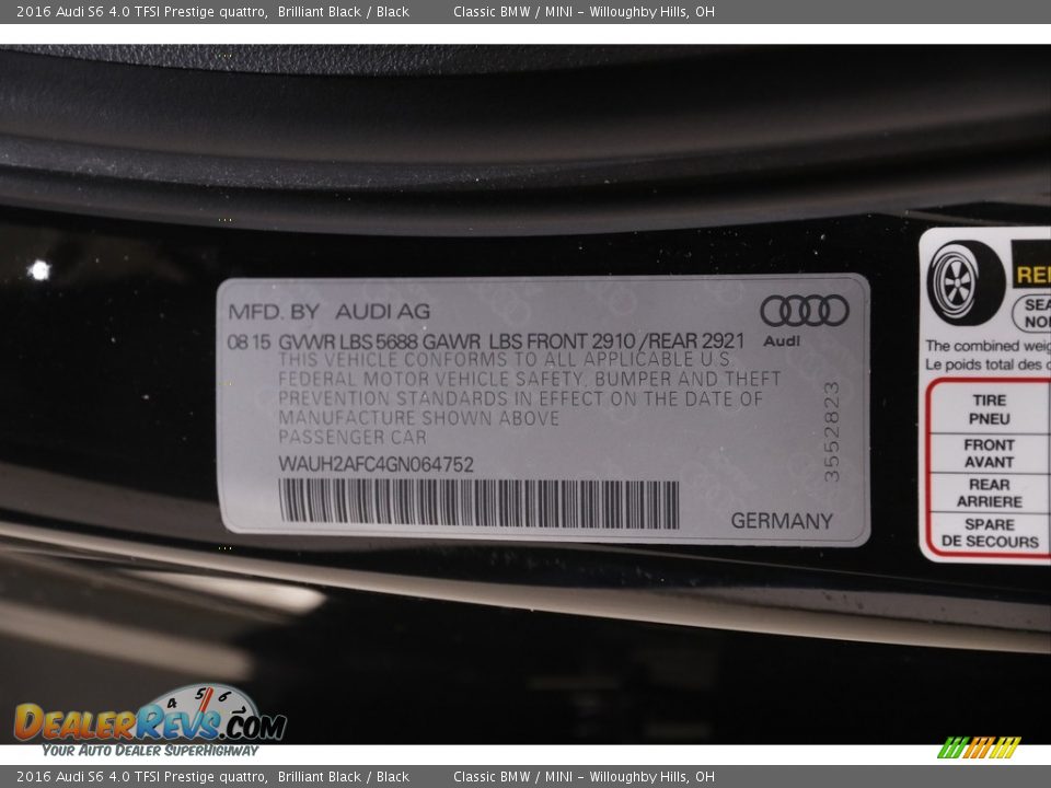 2016 Audi S6 4.0 TFSI Prestige quattro Brilliant Black / Black Photo #25