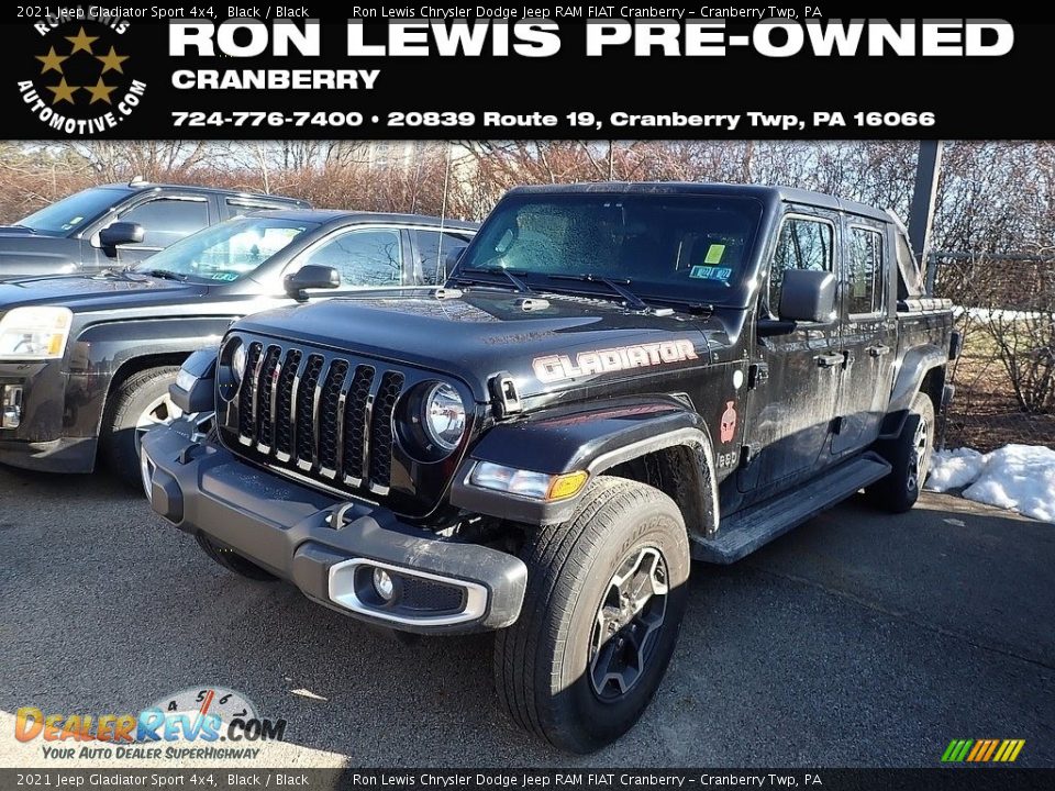 2021 Jeep Gladiator Sport 4x4 Black / Black Photo #1