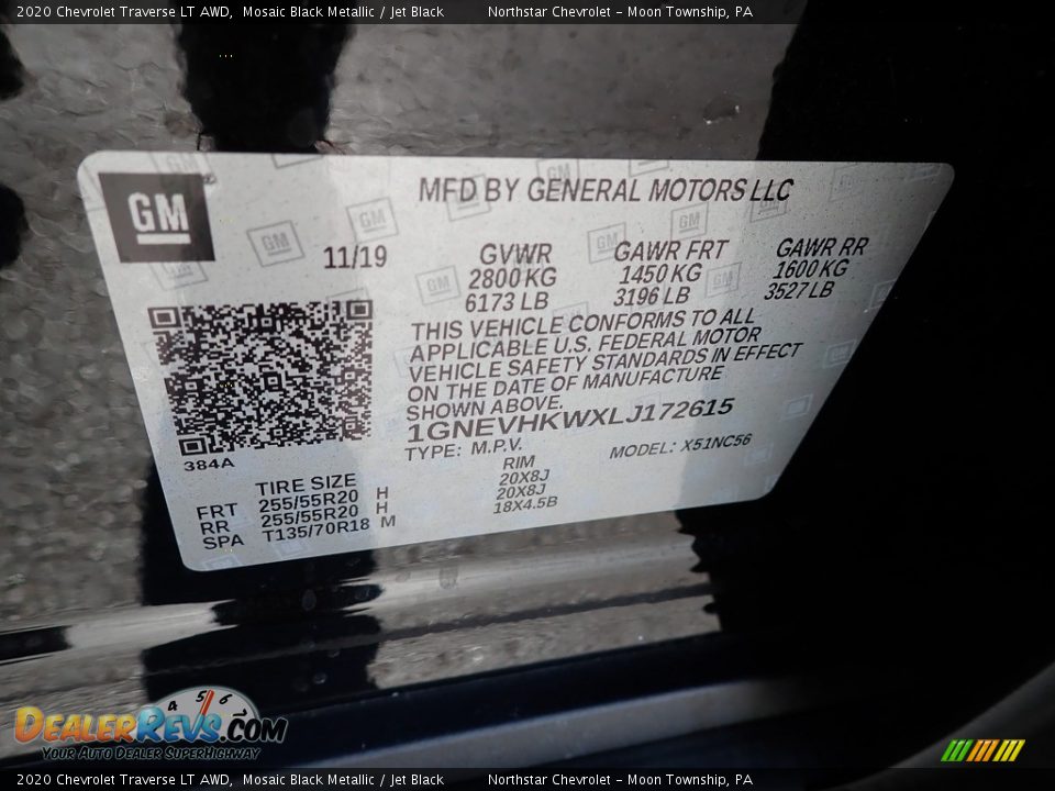 2020 Chevrolet Traverse LT AWD Mosaic Black Metallic / Jet Black Photo #28