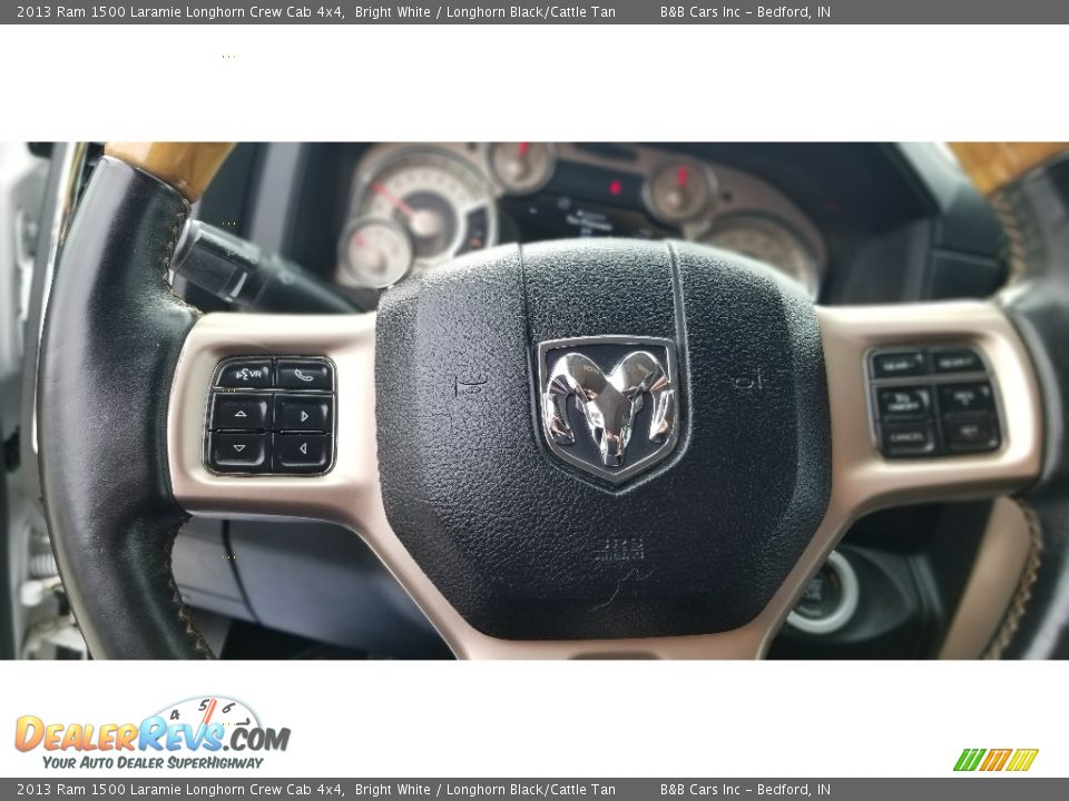 2013 Ram 1500 Laramie Longhorn Crew Cab 4x4 Bright White / Longhorn Black/Cattle Tan Photo #14