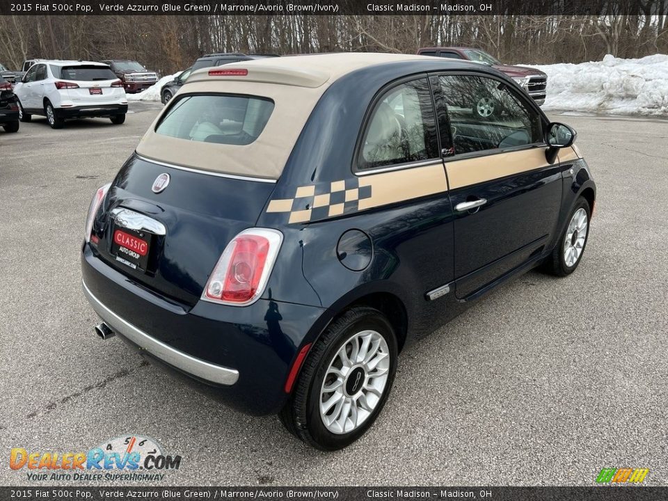 2015 Fiat 500c Pop Verde Azzurro (Blue Green) / Marrone/Avorio (Brown/Ivory) Photo #3