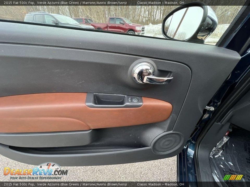 2015 Fiat 500c Pop Verde Azzurro (Blue Green) / Marrone/Avorio (Brown/Ivory) Photo #9