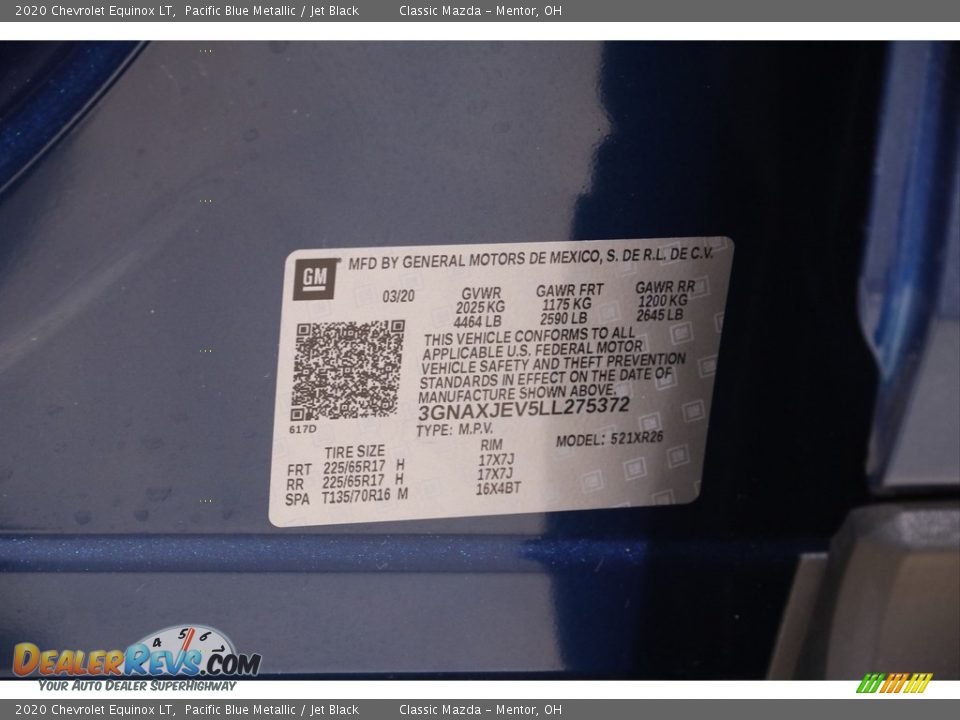 2020 Chevrolet Equinox LT Pacific Blue Metallic / Jet Black Photo #20