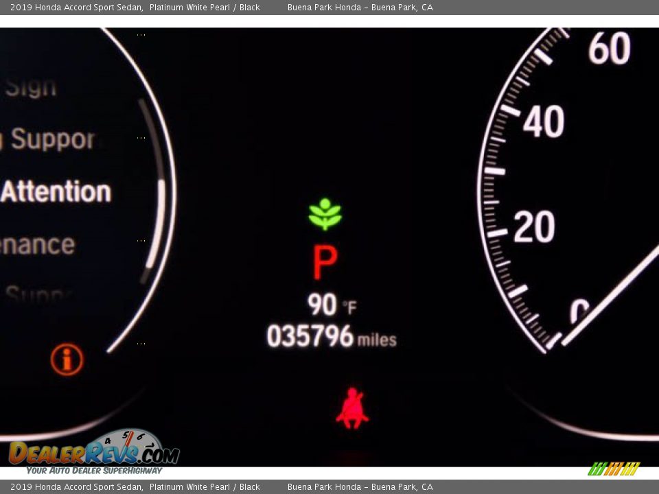 2019 Honda Accord Sport Sedan Platinum White Pearl / Black Photo #6
