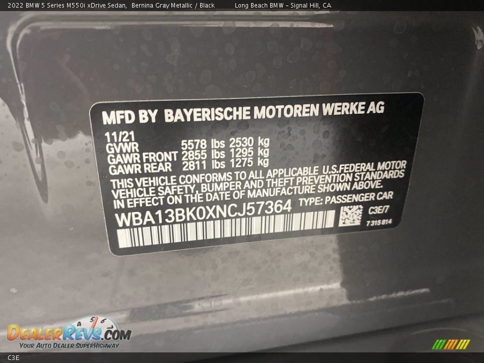 BMW Color Code C3E Bernina Gray Metallic