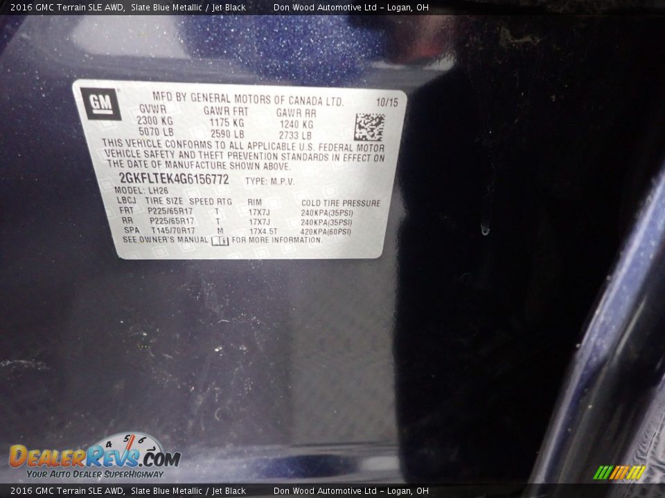 2016 GMC Terrain SLE AWD Slate Blue Metallic / Jet Black Photo #34