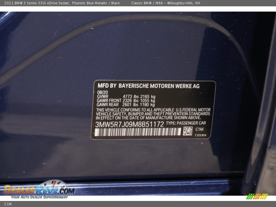 BMW Color Code C1M Phytonic Blue Metallic