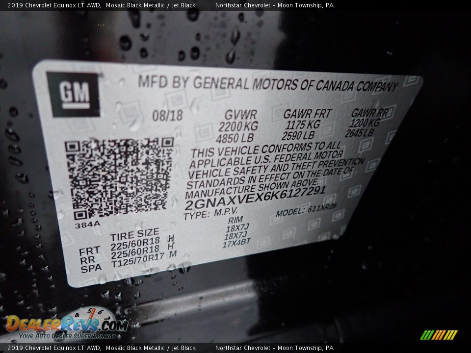 2019 Chevrolet Equinox LT AWD Mosaic Black Metallic / Jet Black Photo #28