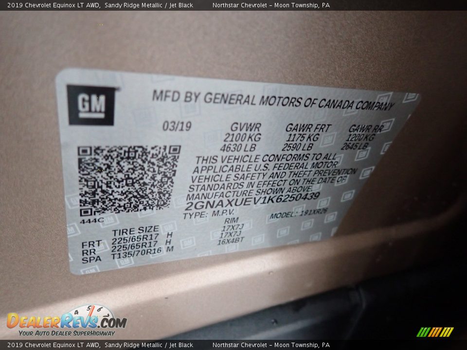 2019 Chevrolet Equinox LT AWD Sandy Ridge Metallic / Jet Black Photo #28