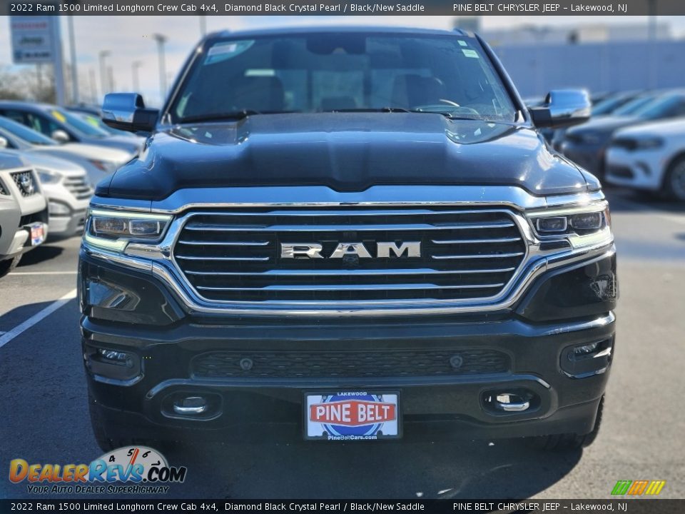 2022 Ram 1500 Limited Longhorn Crew Cab 4x4 Diamond Black Crystal Pearl / Black/New Saddle Photo #3