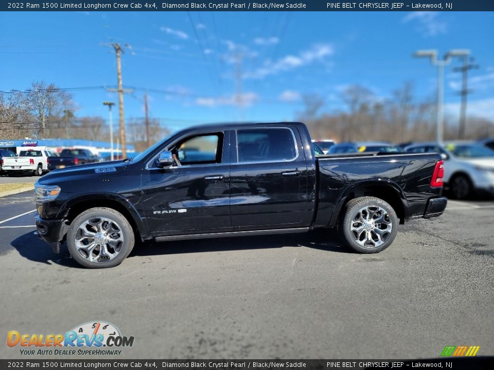 2022 Ram 1500 Limited Longhorn Crew Cab 4x4 Diamond Black Crystal Pearl / Black/New Saddle Photo #4