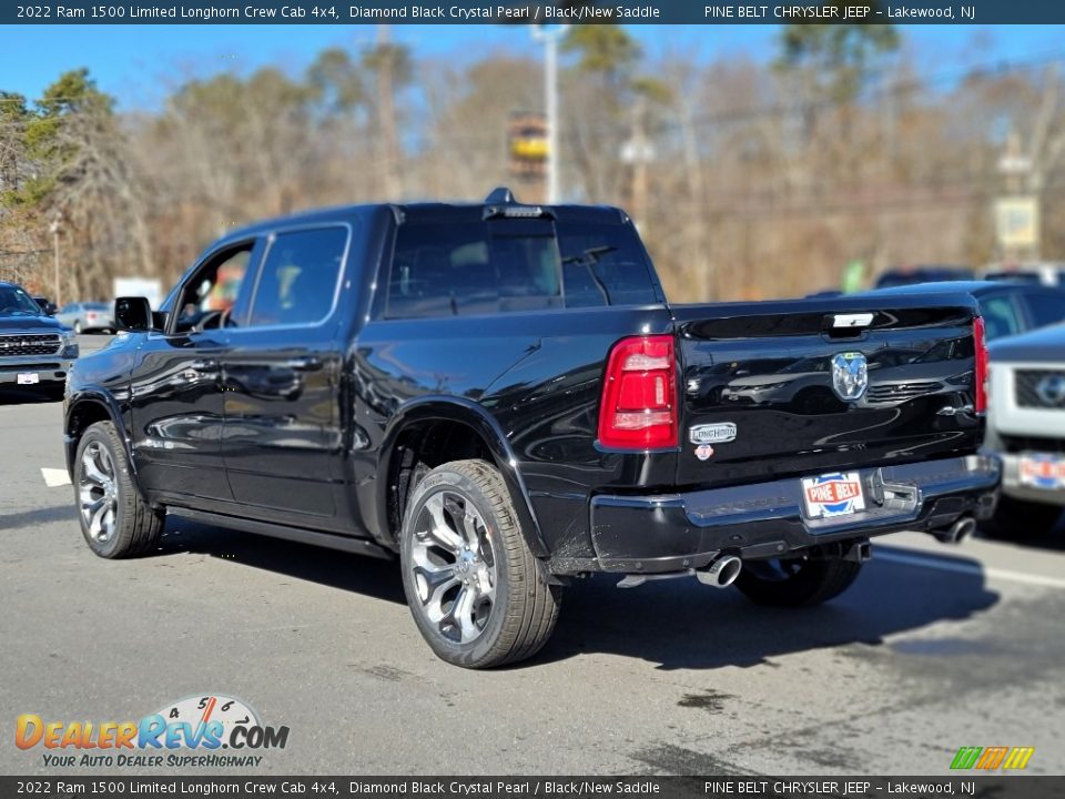 2022 Ram 1500 Limited Longhorn Crew Cab 4x4 Diamond Black Crystal Pearl / Black/New Saddle Photo #6