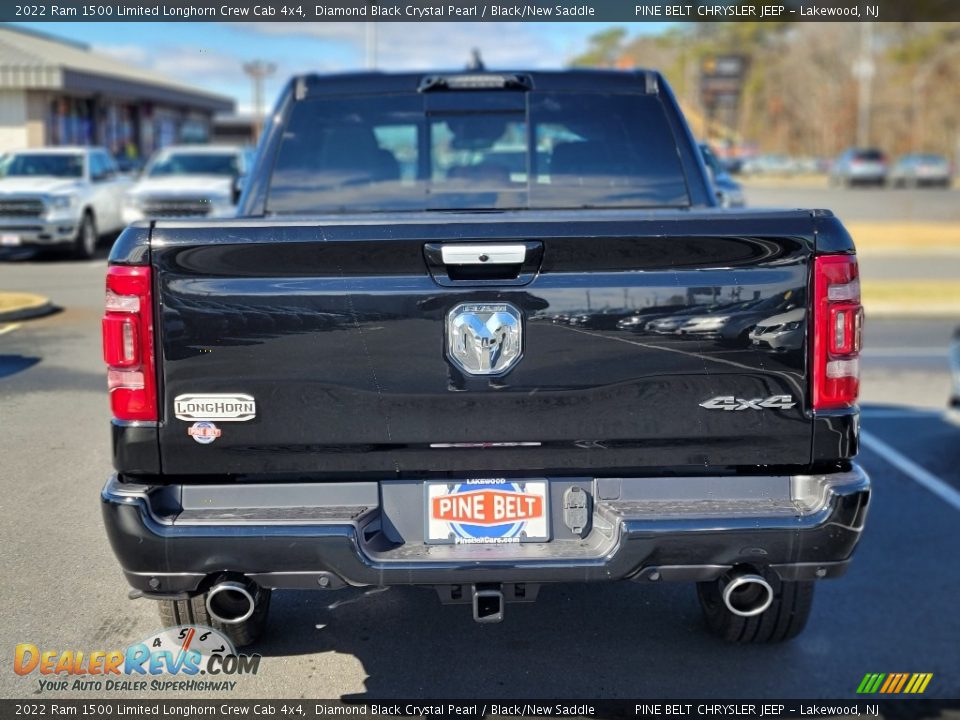 2022 Ram 1500 Limited Longhorn Crew Cab 4x4 Diamond Black Crystal Pearl / Black/New Saddle Photo #7