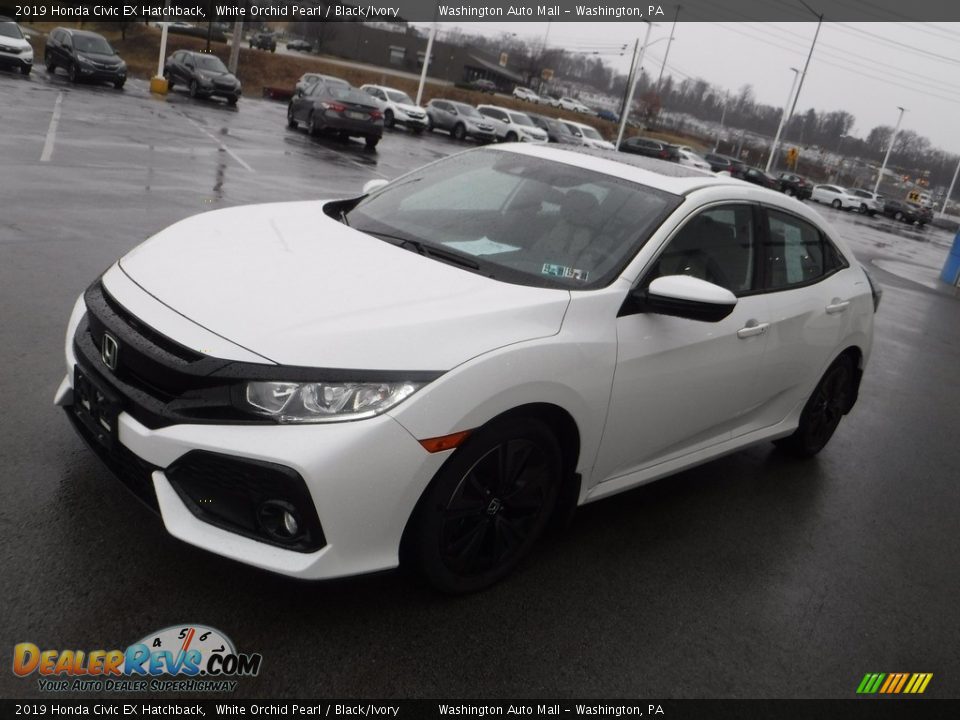 2019 Honda Civic EX Hatchback White Orchid Pearl / Black/Ivory Photo #6