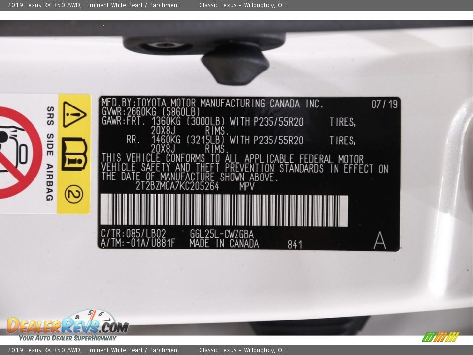 2019 Lexus RX 350 AWD Eminent White Pearl / Parchment Photo #23