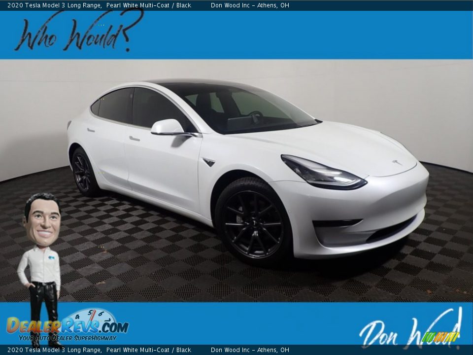 2020 Tesla Model 3 Long Range Pearl White Multi-Coat / Black Photo #1