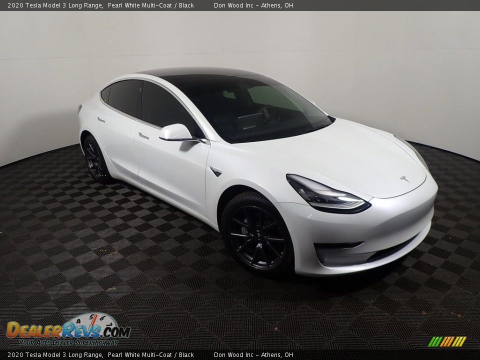 2020 Tesla Model 3 Long Range Pearl White Multi-Coat / Black Photo #7