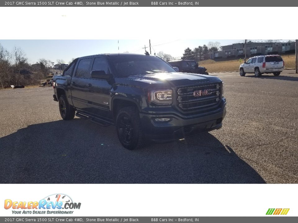 2017 GMC Sierra 1500 SLT Crew Cab 4WD Stone Blue Metallic / Jet Black Photo #35