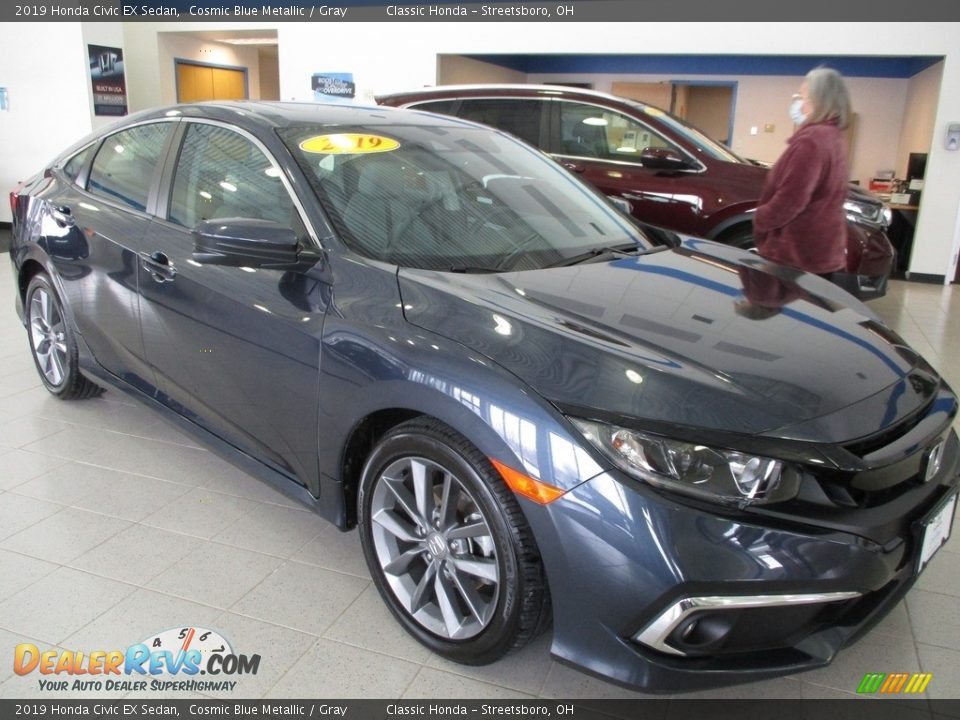 2019 Honda Civic EX Sedan Cosmic Blue Metallic / Gray Photo #3