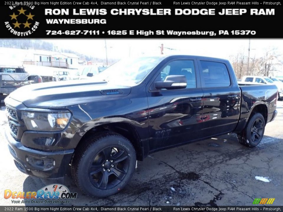 2022 Ram 1500 Big Horn Night Edition Crew Cab 4x4 Diamond Black Crystal Pearl / Black Photo #1