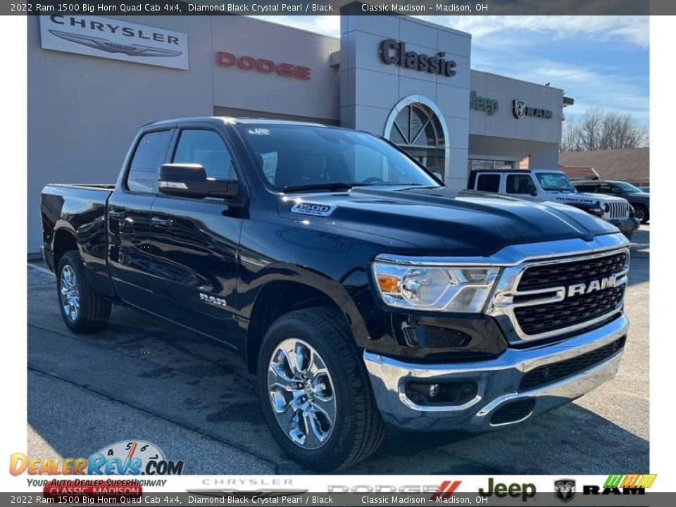2022 Ram 1500 Big Horn Quad Cab 4x4 Diamond Black Crystal Pearl / Black Photo #1