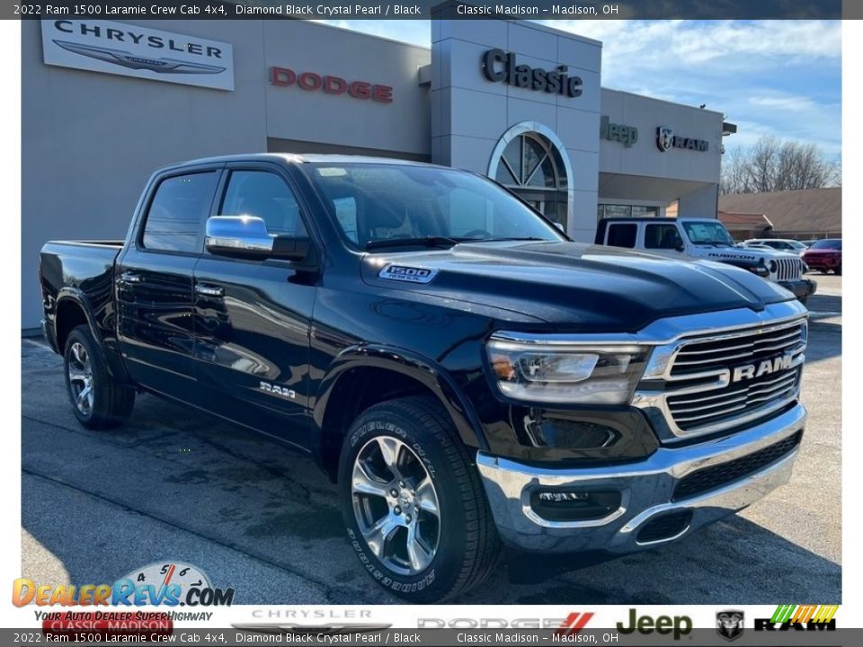 2022 Ram 1500 Laramie Crew Cab 4x4 Diamond Black Crystal Pearl / Black Photo #1