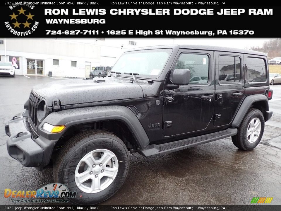 2022 Jeep Wrangler Unlimited Sport 4x4 Black / Black Photo #1