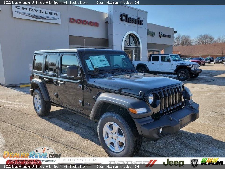 2022 Jeep Wrangler Unlimited Willys Sport 4x4 Black / Black Photo #1
