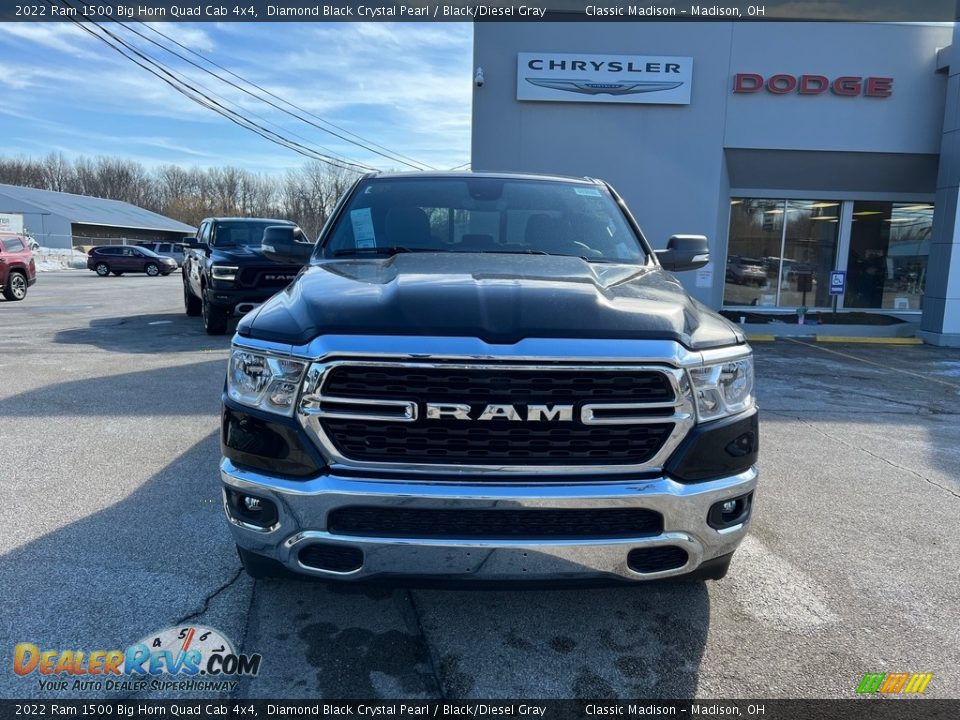 2022 Ram 1500 Big Horn Quad Cab 4x4 Diamond Black Crystal Pearl / Black/Diesel Gray Photo #7