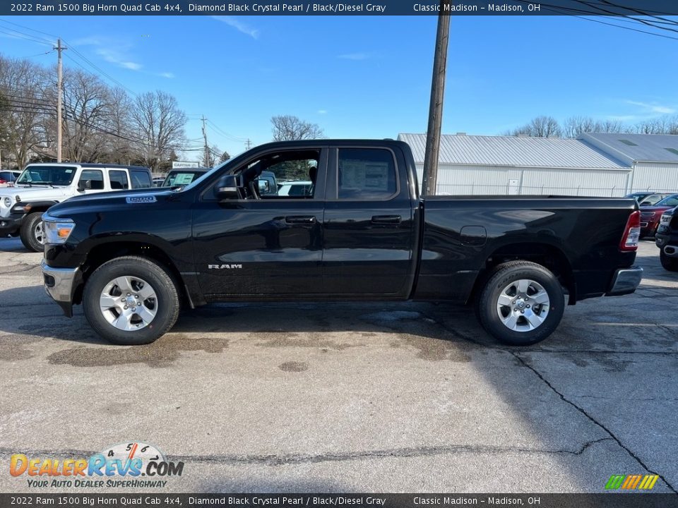 2022 Ram 1500 Big Horn Quad Cab 4x4 Diamond Black Crystal Pearl / Black/Diesel Gray Photo #8