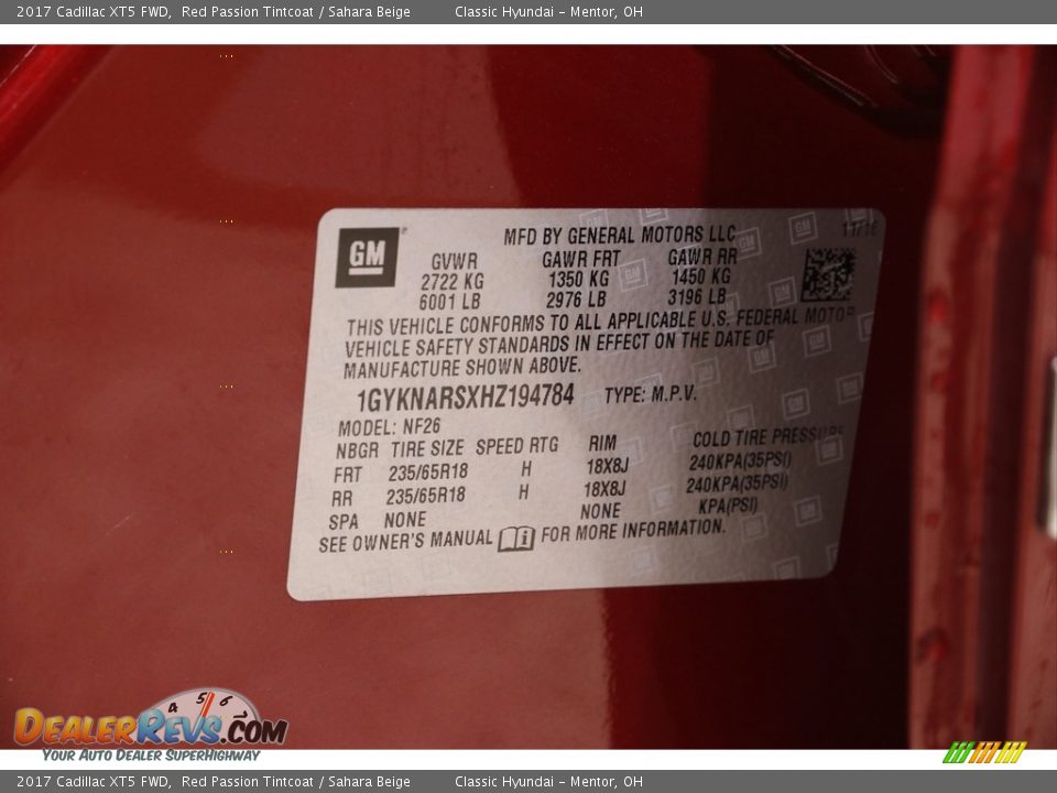 2017 Cadillac XT5 FWD Red Passion Tintcoat / Sahara Beige Photo #23