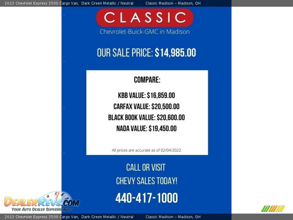Dealer Info of 2013 Chevrolet Express 3500 Cargo Van Photo #20