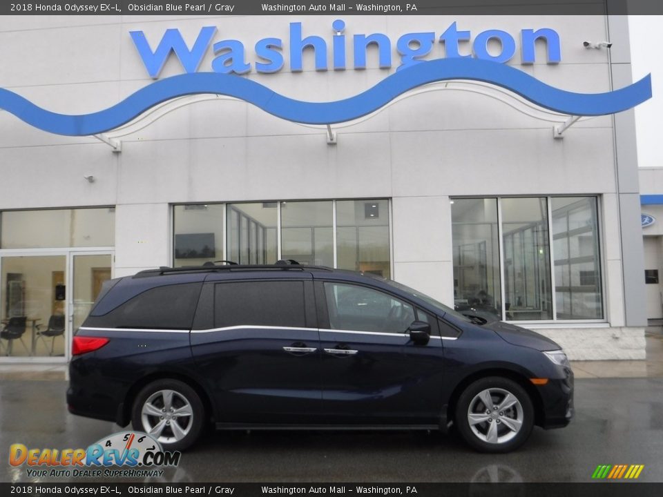2018 Honda Odyssey EX-L Obsidian Blue Pearl / Gray Photo #2