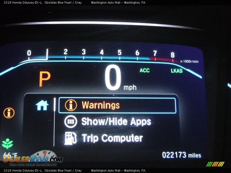 2018 Honda Odyssey EX-L Obsidian Blue Pearl / Gray Photo #34