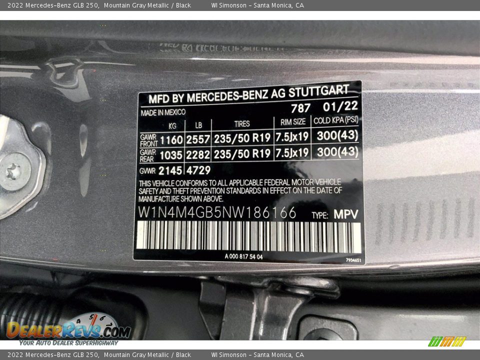 2022 Mercedes-Benz GLB 250 Mountain Gray Metallic / Black Photo #11